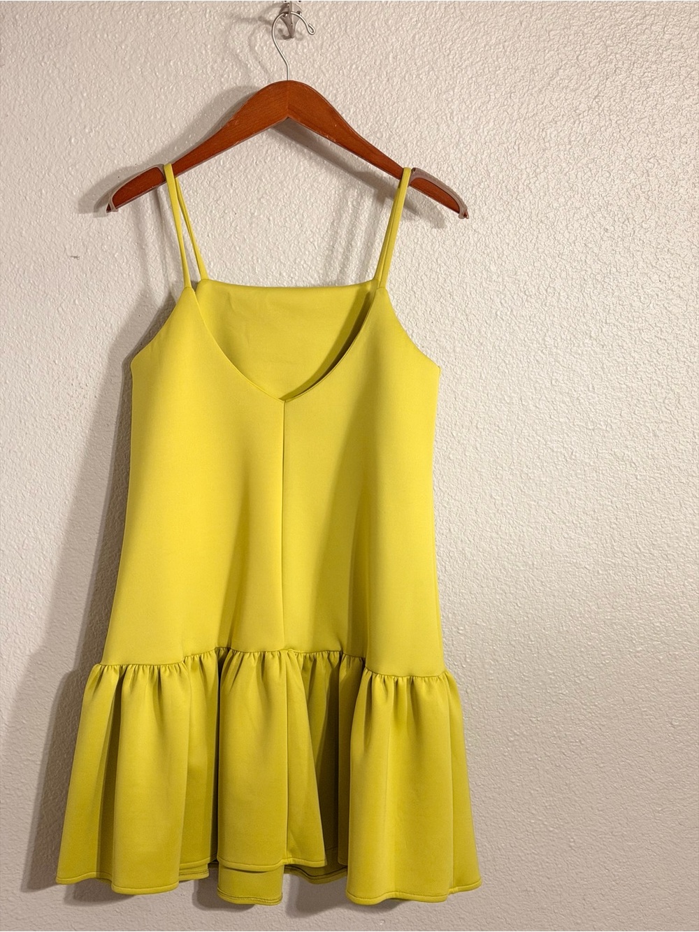 ASOS Lime Green Sleeveless Ruffle-Hem Scuba Mini Dress - Picture 4 of 8